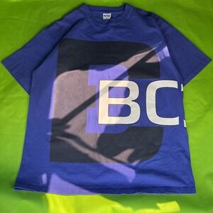 Large Vintage BOSS Graphic‎ T Shirt Mens 90s Made in USA Blue Single Stitch Tee